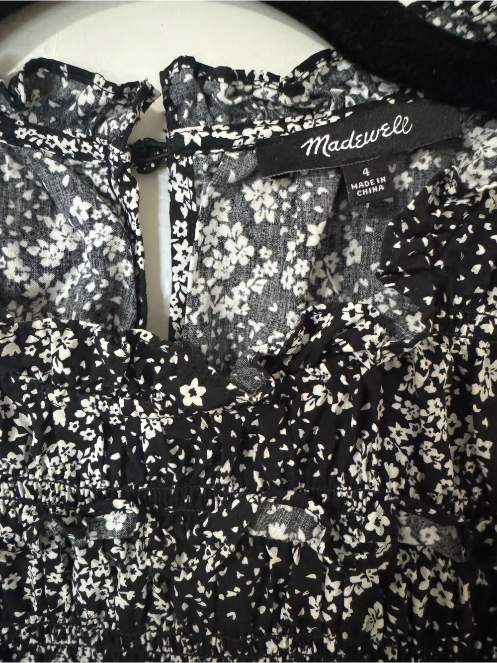 Madewell Black and White Floral Print Dress sz 4